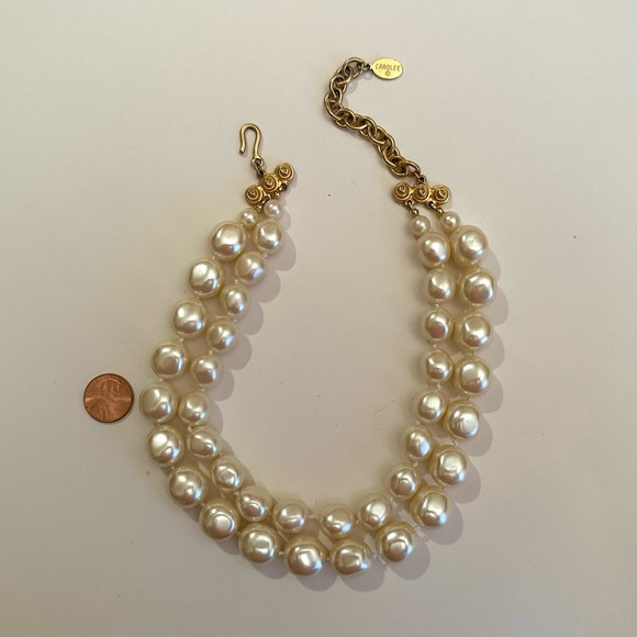 Carolee Original Necklace Romantic Faux Rich Double strand Pearl Necklace Unisex - Picture 9 of 11